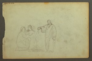 Dibujo, Vagón cubierto, Tres estudios de una mujer, posiblemente 1868