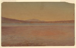 Dibujo, Vista lejana de los montes Katahdin y Traveller desde el lago Millinocket, 1870-80 de Frederic Edwin Church