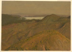 Dibujo, Vista lejana sobre las colinas, agosto de 1865 de Frederic Edwin Church