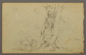 Dibujo, Edificios agrícolas distantes, 1844 de Frederic Edwin Church
