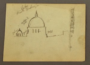 Dibujo, Cúpulas de la Basílica de San Pedro (vistas desde el norte), Roma, Italia, enero de 1869 de Frederic Edwin Church