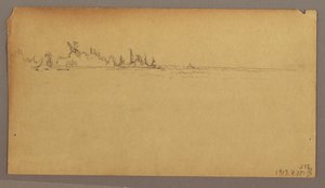 Dibujo, Doble arco iris sobre las cataratas, río Niágara, posiblemente 1858 de Frederic Edwin Church