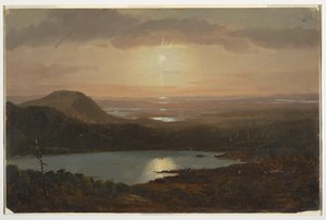 Dibujo, Eagle Lake visto desde Cadillac Mountain, Mount Desert Island, Maine, 1850-60 de Frederic Edwin Church