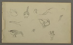 Dibujo, Ocho estudios de patos, dos stuidos de figuras, posiblemente 1857-58 de Frederic Edwin Church