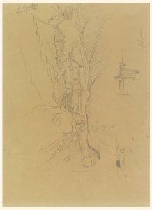 Dibujo, El Khasneh desde el Sik, Petra, finales de febrero de 1868 de Frederic Edwin Church