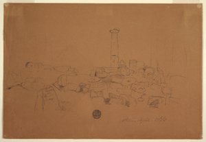 Dibujo, Columna caída, Templo de Zeus Olímpico, Atenas, 24 de abril de 1869