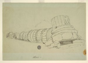 Dibujo, Columna caída del Templo de Zeus Olímpico, Atenas, abril de 1869 de Frederic Edwin Church