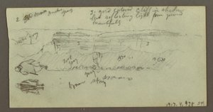 Dibujo, Figura montada en camello, Figura paseando, Hilside y Hilltop, posiblemente 1868