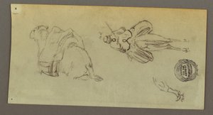 Dibujo, Figura montando camello, Camello sentado, posiblemente 1868 de Frederic Edwin Church