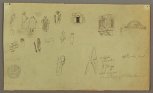 Dibujo, Estudios de figuras, Bandera de ventanas, posiblemente 1868 de Frederic Edwin Church