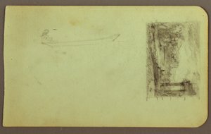 Dibujo, Figura en esquife, Boceto de un cuadro; Reverso: Inscripciones, diciembre de 1883