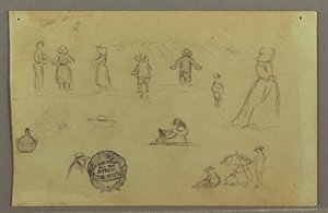 Dibujo, Estudios de figuras por el surf, posiblemente 1857-58