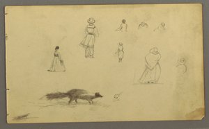 Dibujo, Figura estudiada de espaldas, una mofeta, posiblemente 1857-58 de Frederic Edwin Church
