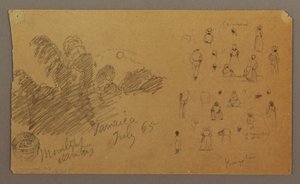 Dibujo, Figuras, Bambú a la luz de la luna, julio de 1865