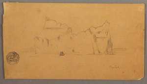 Dibujo, Iceberg flotante con velero, posiblemente 1859 de Frederic Edwin Church