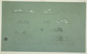 Dibujo, Icebergs flotantes, 1 de julio de 1859 de Frederic Edwin Church