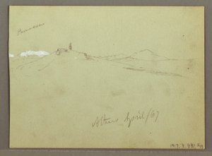 Dibujo, Rebaño de ovejas y pastor, cordilleras nevadas, abril de 1869 de Frederic Edwin Church