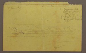 Dibujo, Goat Island y Canadian Falls, posiblemente 1856