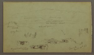 Dibujo, Hill Range Across Plain, Ruinas, 28 de abril de 1868 de Frederic Edwin Church