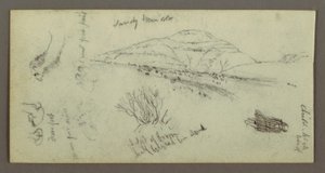 Dibujo, Colina, Arbustos, Figura, Estudios sobre camellos, posiblemente 1868 de Frederic Edwin Church