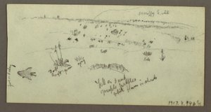Dibujo, Colina, Arbustos, Figura, Estudios sobre camellos, posiblemente 1868 de Frederic Edwin Church