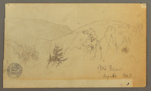 Dibujo, Colinas con árboles, 1860 de Frederic Edwin Church