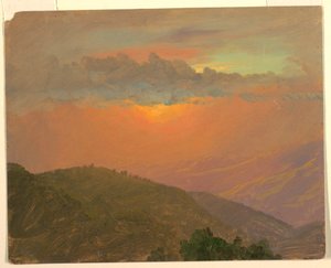 Dibujo, Hilltop al atardecer, julio de 1865 de Frederic Edwin Church