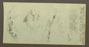 Dibujo, Cumbres con peñascos, posiblemente 1868 de Frederic Edwin Church