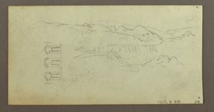Dibujo, Caballo, Figura de espaldas, Árboles, posiblemente 1868 de Frederic Edwin Church