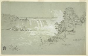 Dibujo, Horseshoe Falls y Goat Island del Banco Canadiense, 6 de octubre de 1856 de Frederic Edwin Church