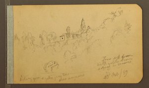 Dibujo, Casas, Steeple, 23 de febrero de 1889 de Frederic Edwin Church