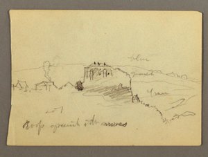 Dibujo, Casas en la cima de una colina, posiblemente 1868-69 de Frederic Edwin Church