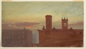 Dibujo, Housetops/Hudson, ca. 1867 de Frederic Edwin Church