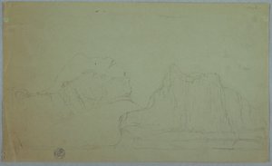 Dibujo, Iceberg con dos picos, junio o julio de 1859