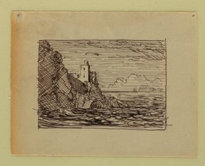 Dibujo, Paisaje imaginario, hacia 1850 de Frederic Edwin Church