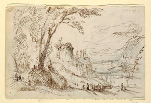 Dibujo, Paisaje imaginario con ruinas clásicas, ca. 1845 de Frederic Edwin Church