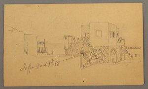 Dibujo, esquina de la calle Jaffa, Palestina [Tel Aviv, Israel], 9 de marzo de 1868 de Frederic Edwin Church