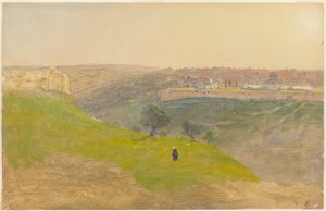 Dibujo, Jerusalén desde el Monte de los Olivos, marzo de 1868 de Frederic Edwin Church