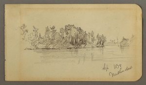 Dibujo, Lago y orilla arbolada, 1878
