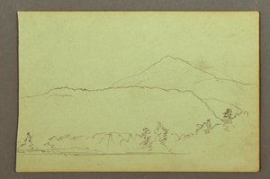 Dibujo, Lago, hillrange, posiblemente 1856 de Frederic Edwin Church