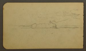 Dibujo, Lago mirando hacia el monte Katahdin, 1878 de Frederic Edwin Church