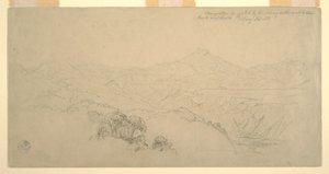 Dibujo, Composición de Paisaje: Sugerido por el paisaje en el camino entre Paso, Colombia y Quito, Ecuador., 26 de agosto de 1853 de Frederic Edwin Church