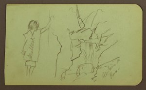 Dibujo, Paisaje, Figura; Verso: Árboles, Puente, Plantas, 1883 de Frederic Edwin Church