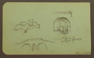 Dibujo, Paisaje, Figura; Verso: Árboles, Puente, Plantas, 1883 de Frederic Edwin Church