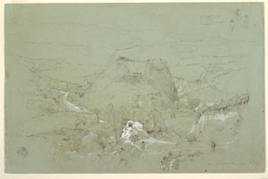 Dibujo, Paisaje cerca de Guaranda, Ecuador, 5 de junio de 1857 de Frederic Edwin Church