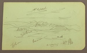 Dibujo, Paisaje, Toluca; Verso: Montaña, Iglesia, 1883 de Frederic Edwin Church