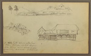 Dibujo, Paisaje, Copas de árboles, casa, 1857 de Frederic Edwin Church