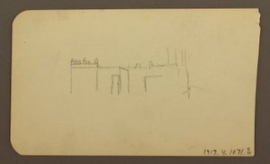 Dibujo, Paisaje; Verso: Iglesia, abril de 1885 de Frederic Edwin Church