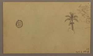 Dibujo, Paisaje; Verso: Árbol en paisaje, Cielo, mayo-agosto 1865