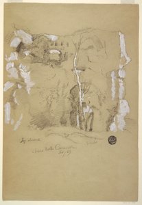 Dibujo, Paisaje cerca de las Termas de Caracalla, Roma, febrero de 1869